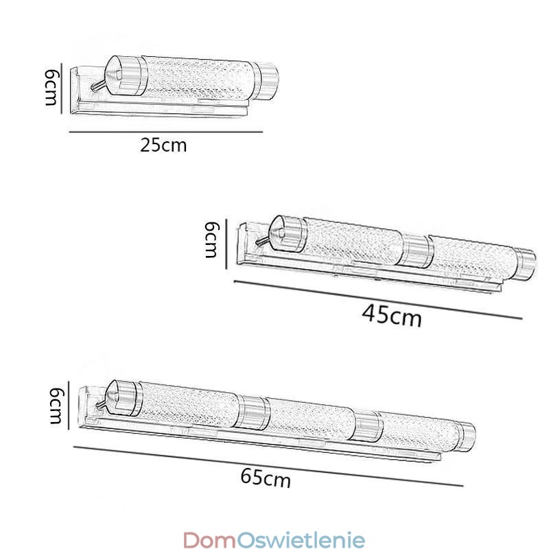 Kinkiet Mosiężny Akryl Cylinder Lustro Światło Przednie
