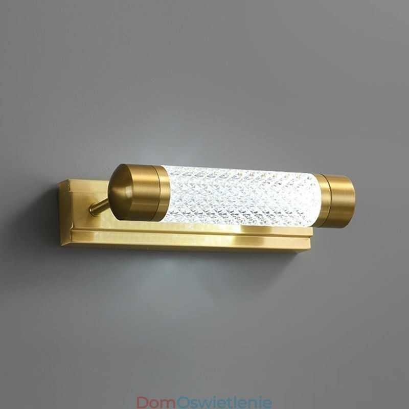 Kinkiet Mosiężny Akryl Cylinder Lustro Światło Przednie