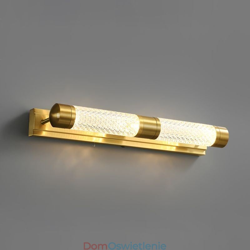 Kinkiet Mosiężny Akryl Cylinder Lustro Światło Przednie