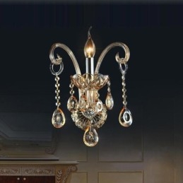 Europejska lampa ścienna bursztynowa koniakowa kryształowa lampa ścienna prosta lampa oświetleniowa