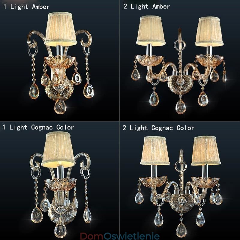 Europejska lampa ścienna bursztynowa koniakowa kryształowa lampa ścienna prosta lampa oświetleniowa