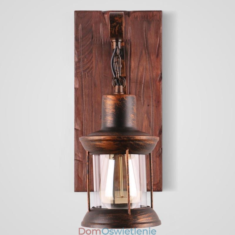 Amerykańska lampa ścienna Vintage Industrial LOFT Kinkiet ścienna z litego drewna Lampa szklana