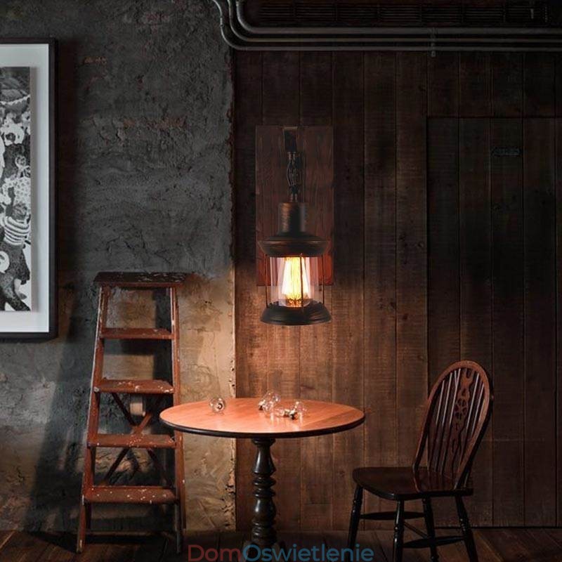 Amerykańska lampa ścienna Vintage Industrial LOFT Kinkiet ścienna z litego drewna Lampa szklana
