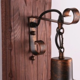 Amerykańska lampa ścienna Vintage Industrial LOFT Kinkiet ścienna z litego drewna Lampa szklana