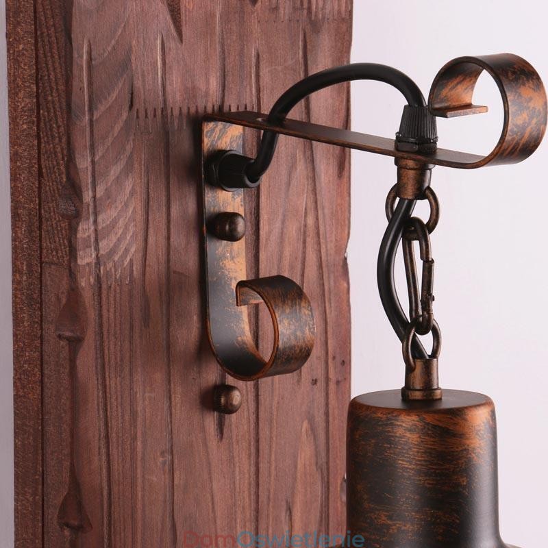 Amerykańska lampa ścienna Vintage Industrial LOFT Kinkiet ścienna z litego drewna Lampa szklana
