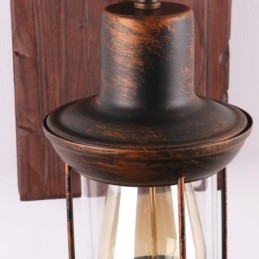 Amerykańska lampa ścienna Vintage Industrial LOFT Kinkiet ścienna z litego drewna Lampa szklana