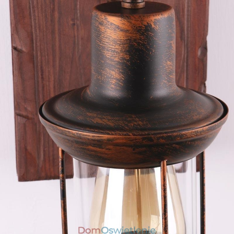 Amerykańska lampa ścienna Vintage Industrial LOFT Kinkiet ścienna z litego drewna Lampa szklana