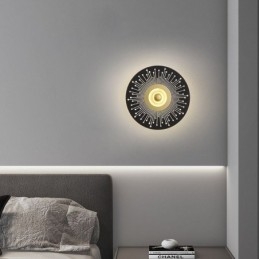 Kinkiet Nordic Full Copper Hollow Round Wall Light