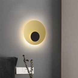 Kinkiet Nordic Wall Light w kolorze czarno-złotym, okrągły, w całości miedziany