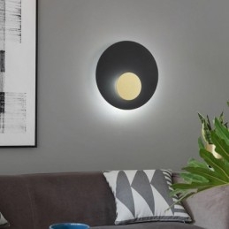 Kinkiet Nordic Wall Light w kolorze czarno-złotym, okrągły, w całości miedziany