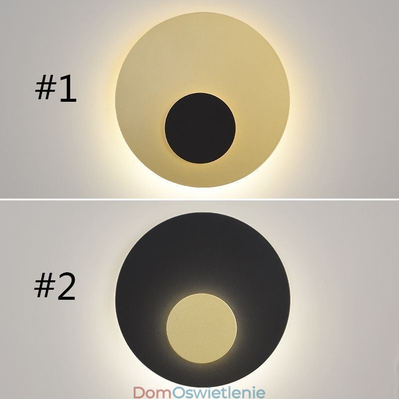 Kinkiet Nordic Wall Light w kolorze czarno-złotym, okrągły, w całości miedziany