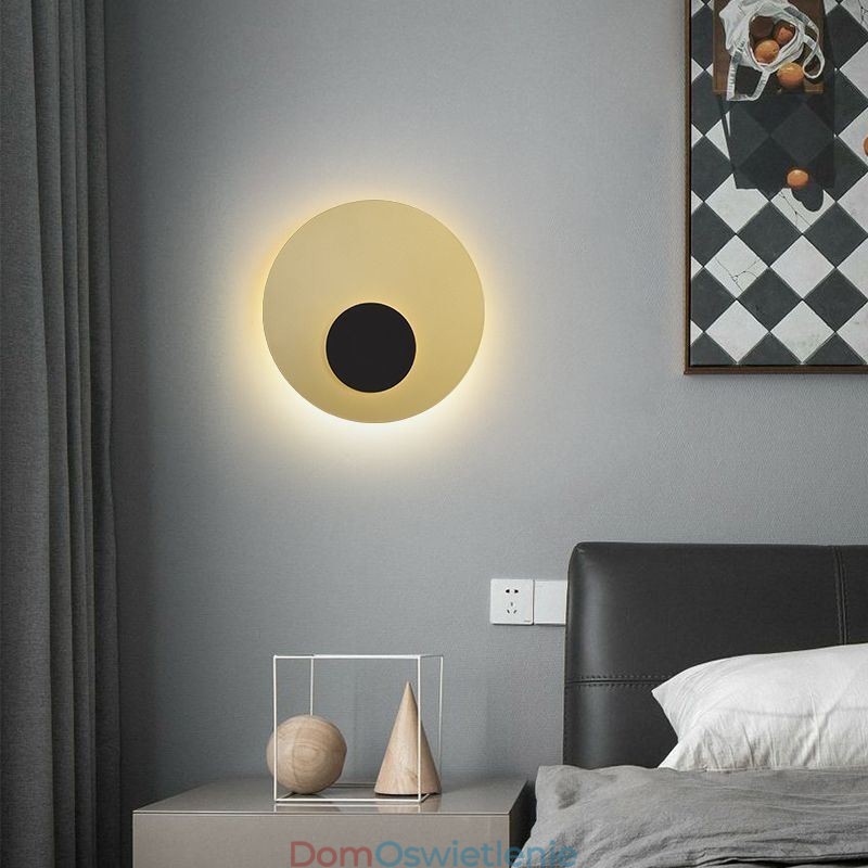 Kinkiet Nordic Wall Light w kolorze czarno-złotym, okrągły, w całości miedziany