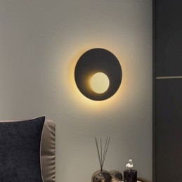 Kinkiet Nordic Wall Light w kolorze czarno-złotym, okrągły, w całości miedziany