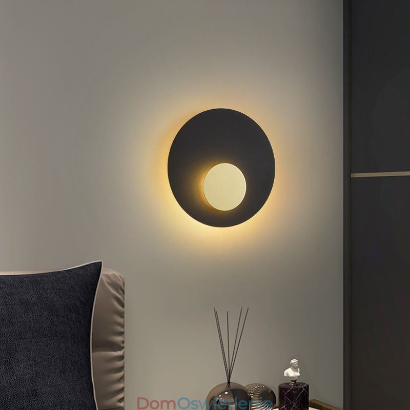 Kinkiet Nordic Wall Light w kolorze czarno-złotym, okrągły, w całości miedziany