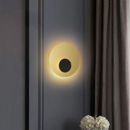 Kinkiet Nordic Wall Light w kolorze czarno-złotym, okrągły, w całości miedziany