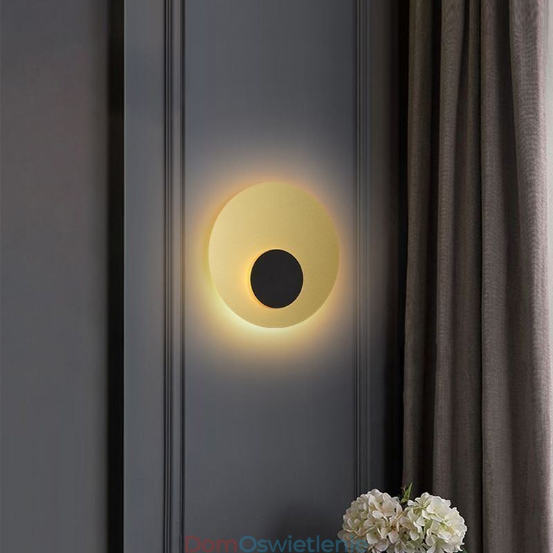 Kinkiet Nordic Wall Light w kolorze czarno-złotym, okrągły, w całości miedziany