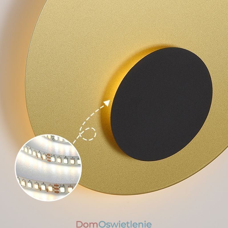 Kinkiet Nordic Wall Light w kolorze czarno-złotym, okrągły, w całości miedziany