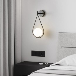 Nowoczesny kinkiet ścienny Globe Glass Wall Light Black Water Drop Wall Light
