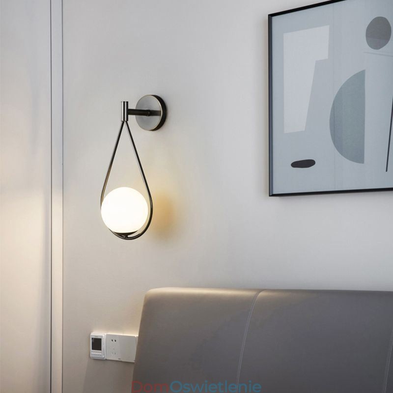 Nowoczesny kinkiet ścienny Globe Glass Wall Light Black Water Drop Wall Light