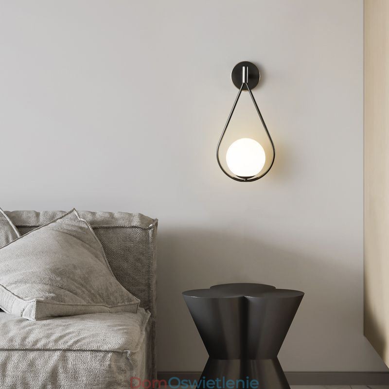 Nowoczesny kinkiet ścienny Globe Glass Wall Light Black Water Drop Wall Light
