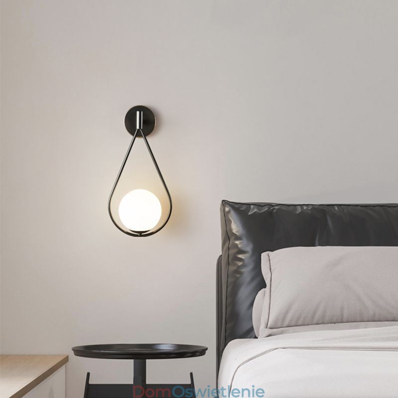 Nowoczesny kinkiet ścienny Globe Glass Wall Light Black Water Drop Wall Light