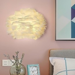 Kreatywna lampa ścienna z piórami dekoracyjna lampa kinkietowa