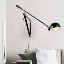 Pojedyncza lampa ścienna z ramieniem wahadłowym, lampa do czytania przy łóżku