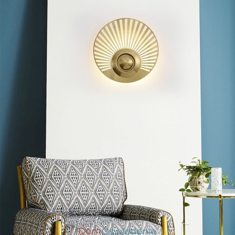 Kinkiet Nordic Brass Hollow Out Round Shape Sconce Light