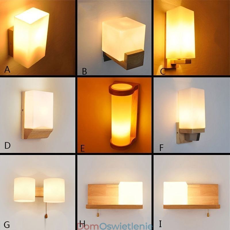 Nordic Wood Kinkiet Szklany Klosz Lampy Kinkiet Światło