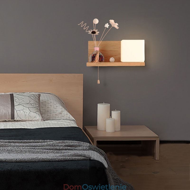 Nordic Wood Kinkiet Szklany Klosz Lampy Kinkiet Światło