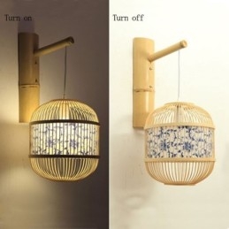 Lampa ścienna Cage Design Creative Bamboo wisząca lampa ścienna przy łóżku dekoracyjna