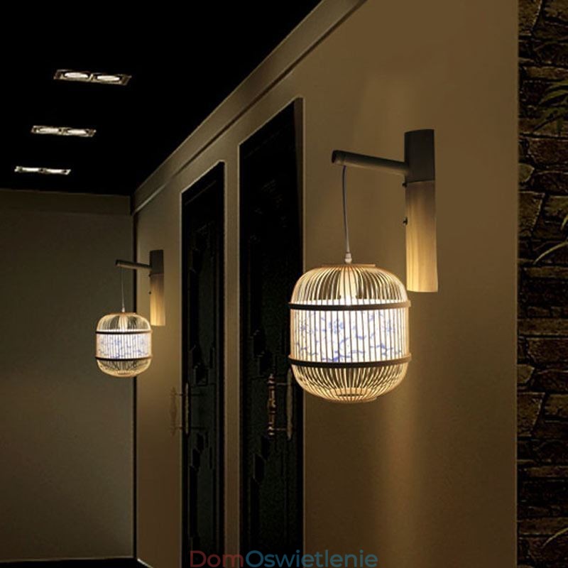 Lampa ścienna Cage Design Creative Bamboo wisząca lampa ścienna przy łóżku dekoracyjna