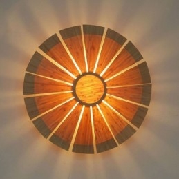 Okrągły kinkiet ścienny z motywem kwiatów Unikalna lampa ścienna z bambusa Kreatywne oświetlenie dekoracyjne