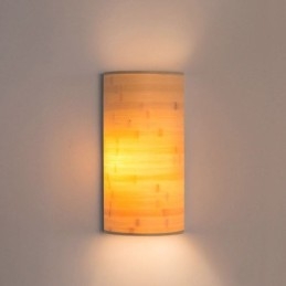 Japońska lampa ścienna z bambusa, prosta półkolista lampa ścienna, oświetlenie przy łóżku