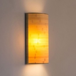 Japońska lampa ścienna z bambusa, prosta półkolista lampa ścienna, oświetlenie przy łóżku