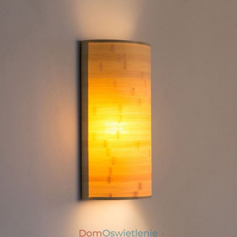 Japońska lampa ścienna z bambusa, prosta półkolista lampa ścienna, oświetlenie przy łóżku
