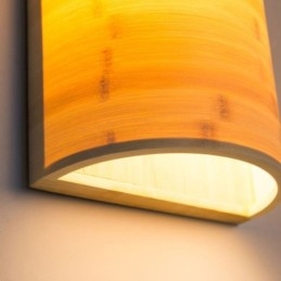 Japońska lampa ścienna z bambusa, prosta półkolista lampa ścienna, oświetlenie przy łóżku