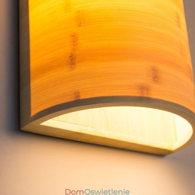 Japońska lampa ścienna z bambusa, prosta półkolista lampa ścienna, oświetlenie przy łóżku