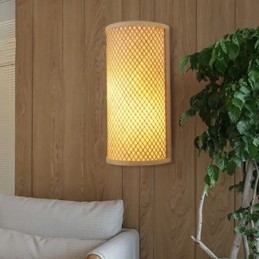 Półcylindryczna lampa ścienna z bambusa Kreatywna lampa ścienna przy łóżku Schody Oświetlenie wiejskie