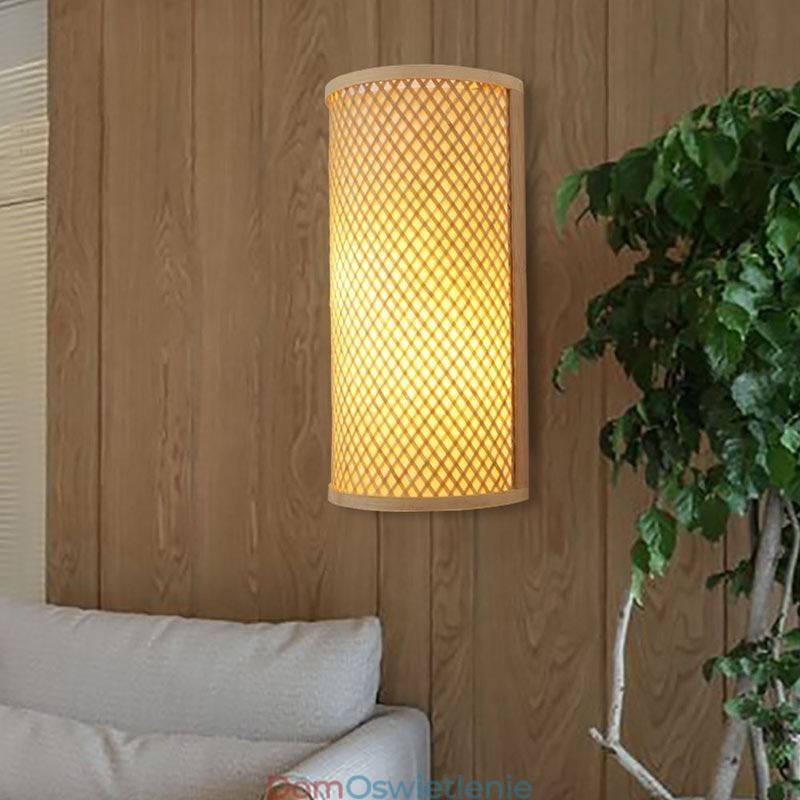 Półcylindryczna lampa ścienna z bambusa Kreatywna lampa ścienna przy łóżku Schody Oświetlenie wiejskie