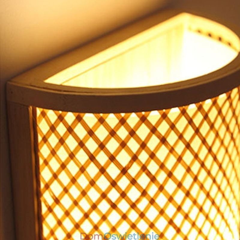 Półcylindryczna lampa ścienna z bambusa Kreatywna lampa ścienna przy łóżku Schody Oświetlenie wiejskie