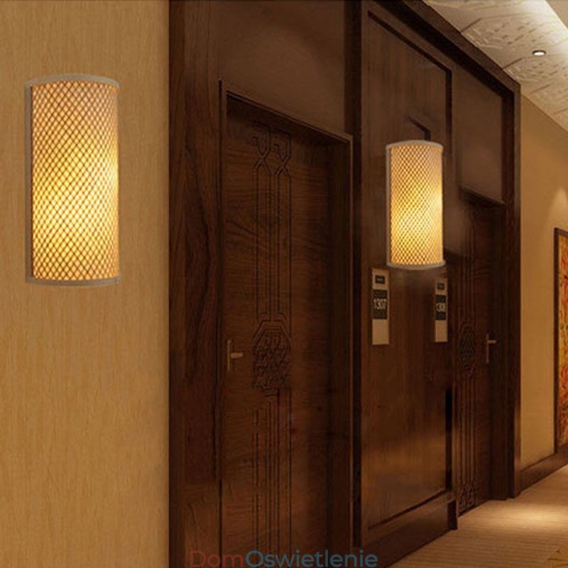 Półcylindryczna lampa ścienna z bambusa Kreatywna lampa ścienna przy łóżku Schody Oświetlenie wiejskie