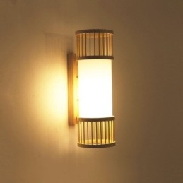 Pionowa lampa ścienna z bambusa Kreatywna okrągła lampa ścienna Oświetlenie schodów przy łóżku