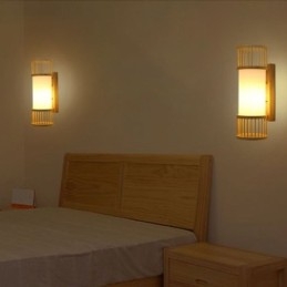 Pionowa lampa ścienna z bambusa Kreatywna okrągła lampa ścienna Oświetlenie schodów przy łóżku