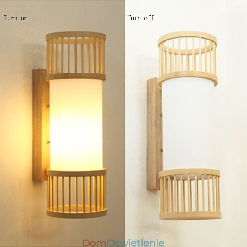Pionowa lampa ścienna z bambusa Kreatywna okrągła lampa ścienna Oświetlenie schodów przy łóżku