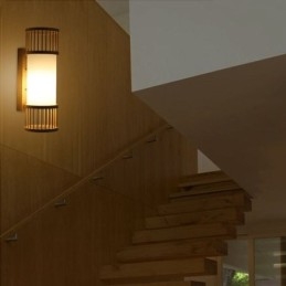 Pionowa lampa ścienna z bambusa Kreatywna okrągła lampa ścienna Oświetlenie schodów przy łóżku