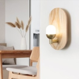 Dekoracja Ścienna Drewniana Lampa Wejściowa Oświetlenie Alejki Nordic Nocna Lampa Ścienna