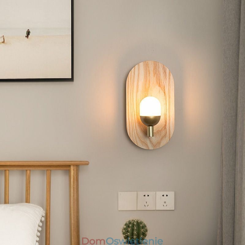 Dekoracja Ścienna Drewniana Lampa Wejściowa Oświetlenie Alejki Nordic Nocna Lampa Ścienna
