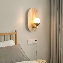 Dekoracja Ścienna Drewniana Lampa Wejściowa Oświetlenie Alejki Nordic Nocna Lampa Ścienna
