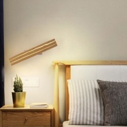 Nowoczesna drewniana lampa ścienna do korytarza wejściowego, nordycka lampa ścienna przy łóżku